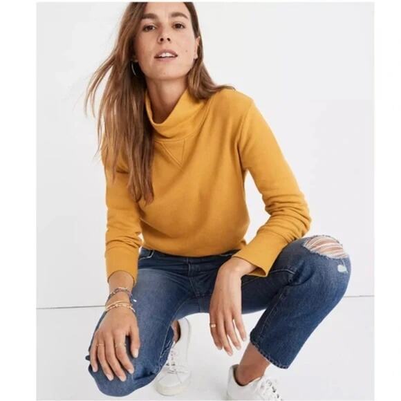 Madewell Women's Mock Neck Sweatshirt Size Large Nectar Gold NWT Drop Shoulder - Picture 1 of 8
